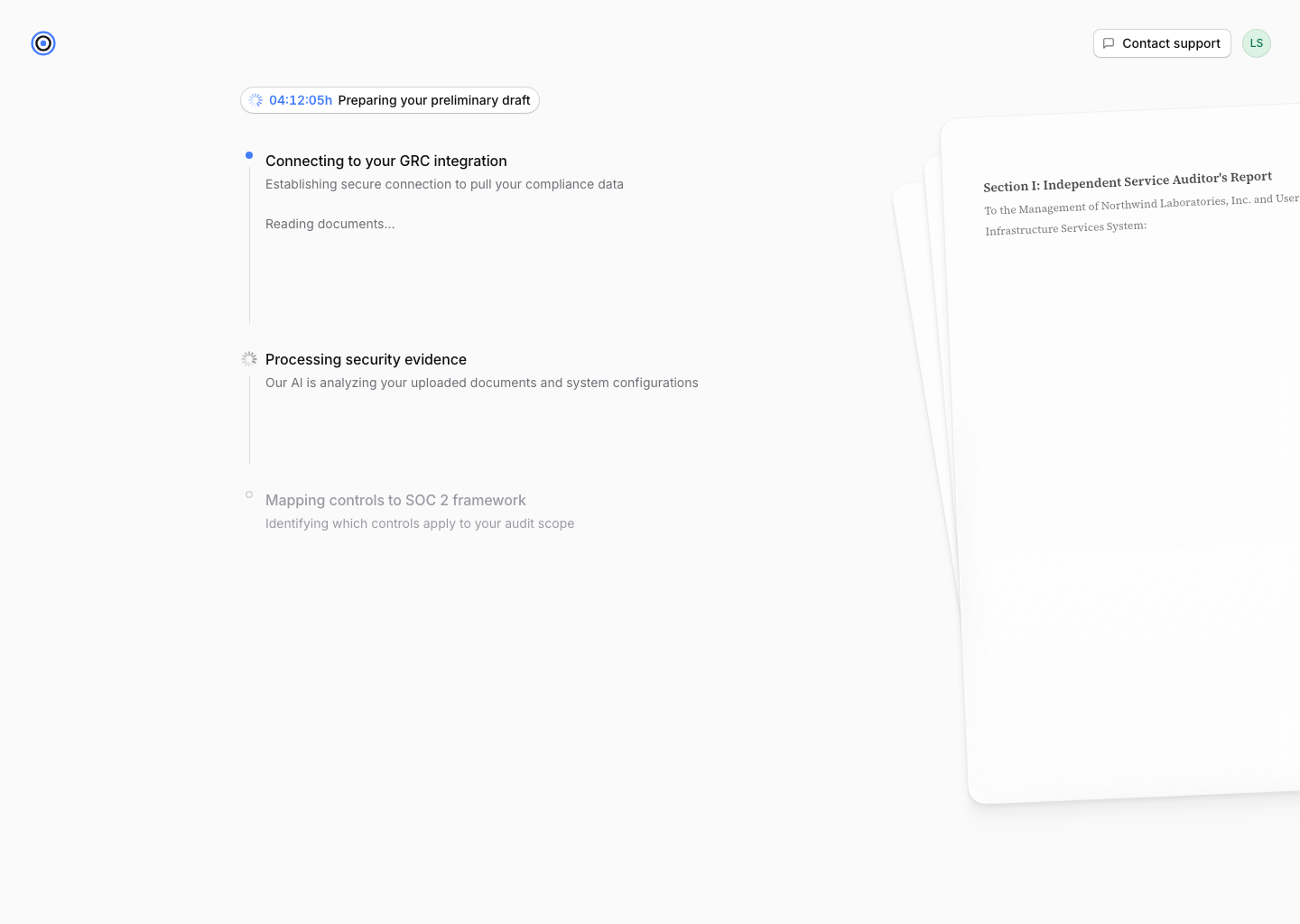 Audrion client portal prototype: Generating